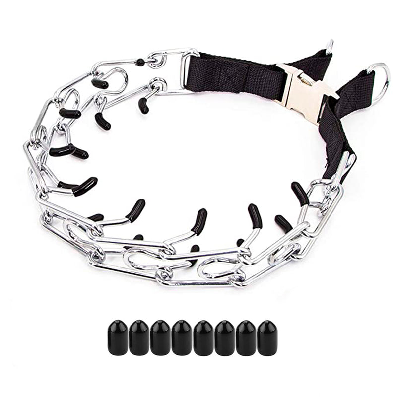 Dog Prong Collar, Adjustable Stainless Steel Training Pinch Collar for Dogs with Comfort Rubber Tips and Quick Snap Buckle Release, Dog Choke Collar for Small Medium Large Dogs
