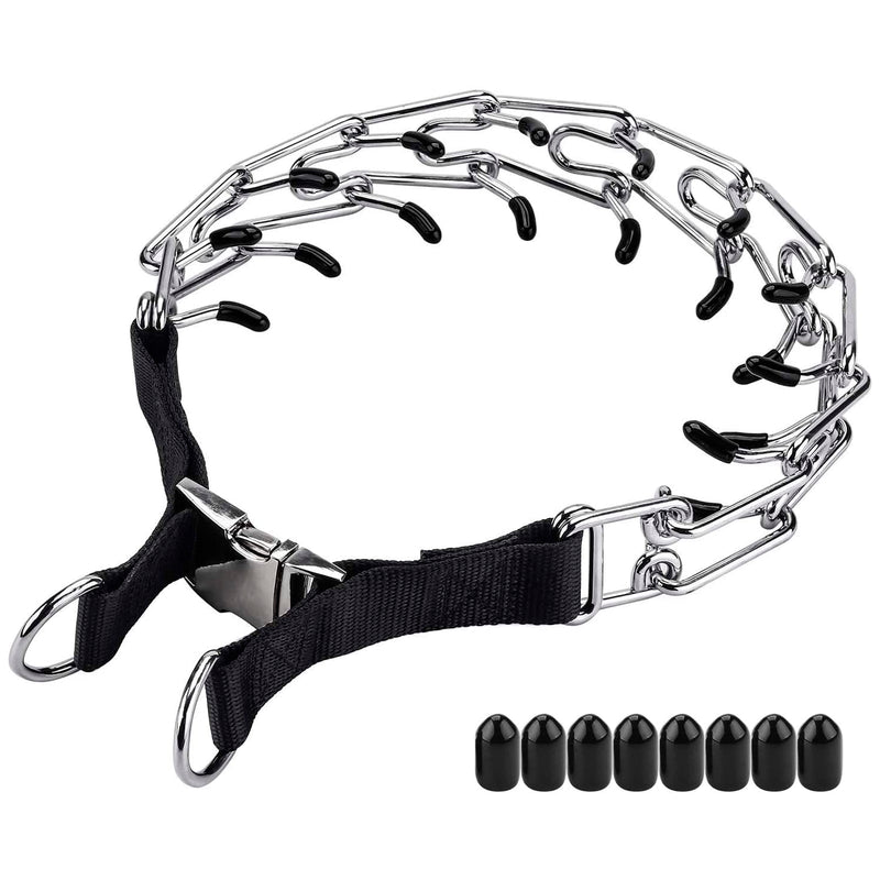 Dog Prong Collar, Adjustable Stainless Steel Training Pinch Collar for Dogs with Comfort Rubber Tips and Quick Snap Buckle Release, Dog Choke Collar for Small Medium Large Dogs